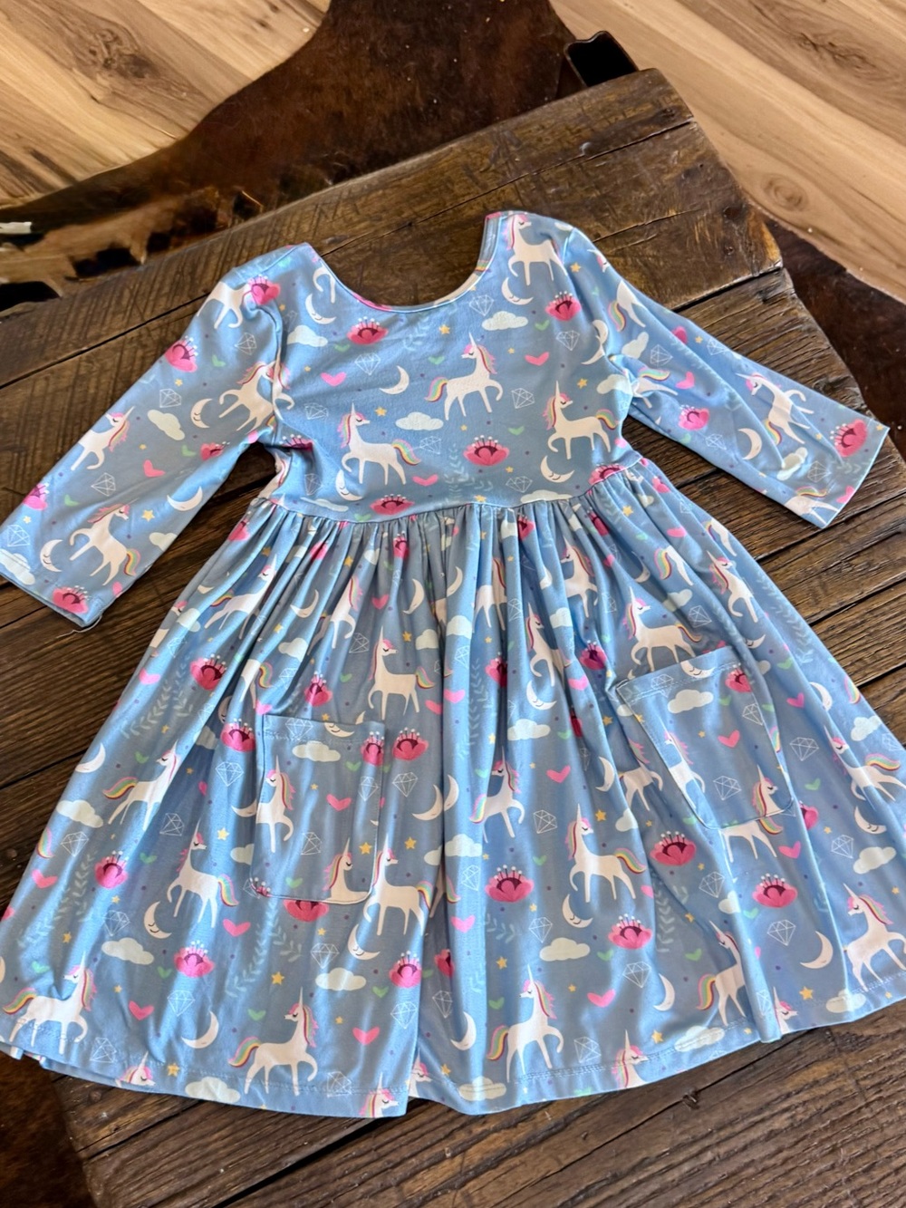 Unicorn Dress - Mila & Rose - Blue & Pink Girls Size 5-6 - Picture 4 of 7